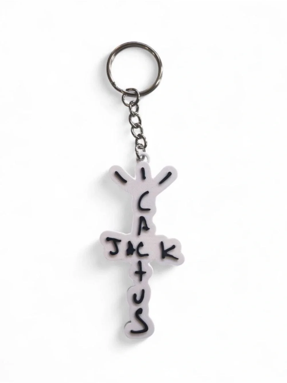 White Cactus Cross Keychain - Stylish Men’s Accessory